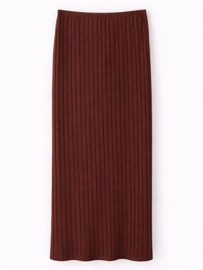 Shein Skirt L Midi Ribbed Knit High Waisted Brown Stretch Casual